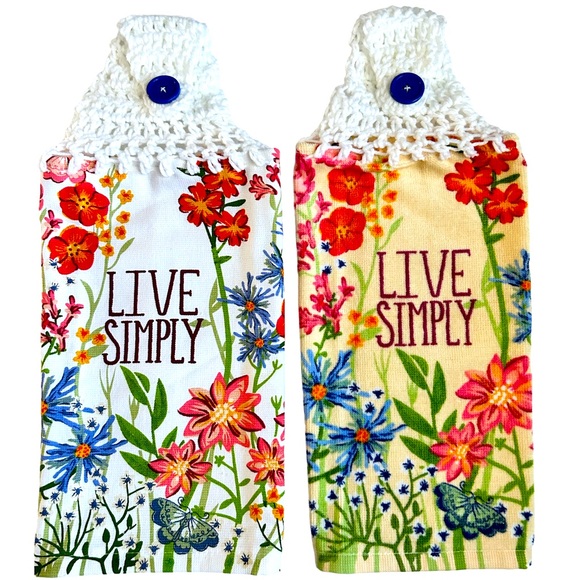 Hand Crafted Other - Relisted See New Listing HAND CRAFTED Crochet Floral Hanging Kitchen Hand Towels